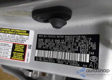 2019 Toyota Corolla Le z USA, uszkodzony, nr VIN 2T1BURHE2KC189972